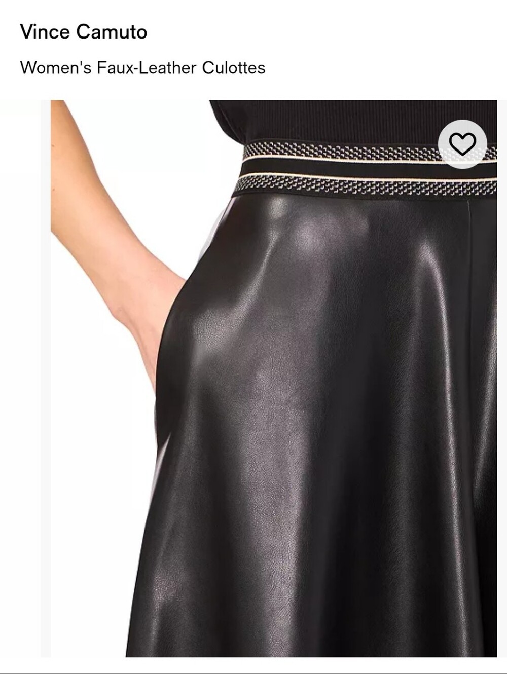 Vince Camuto Faux Leather Culottes NWT